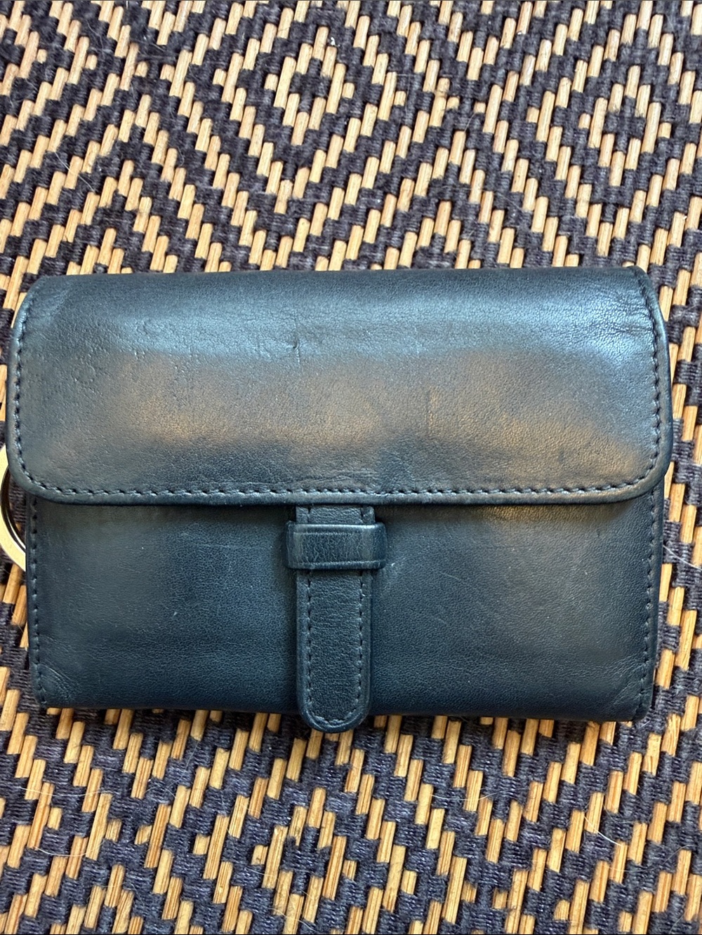 Vintage Coach blk and mahogany courier multi function case wallet keychain ITALY